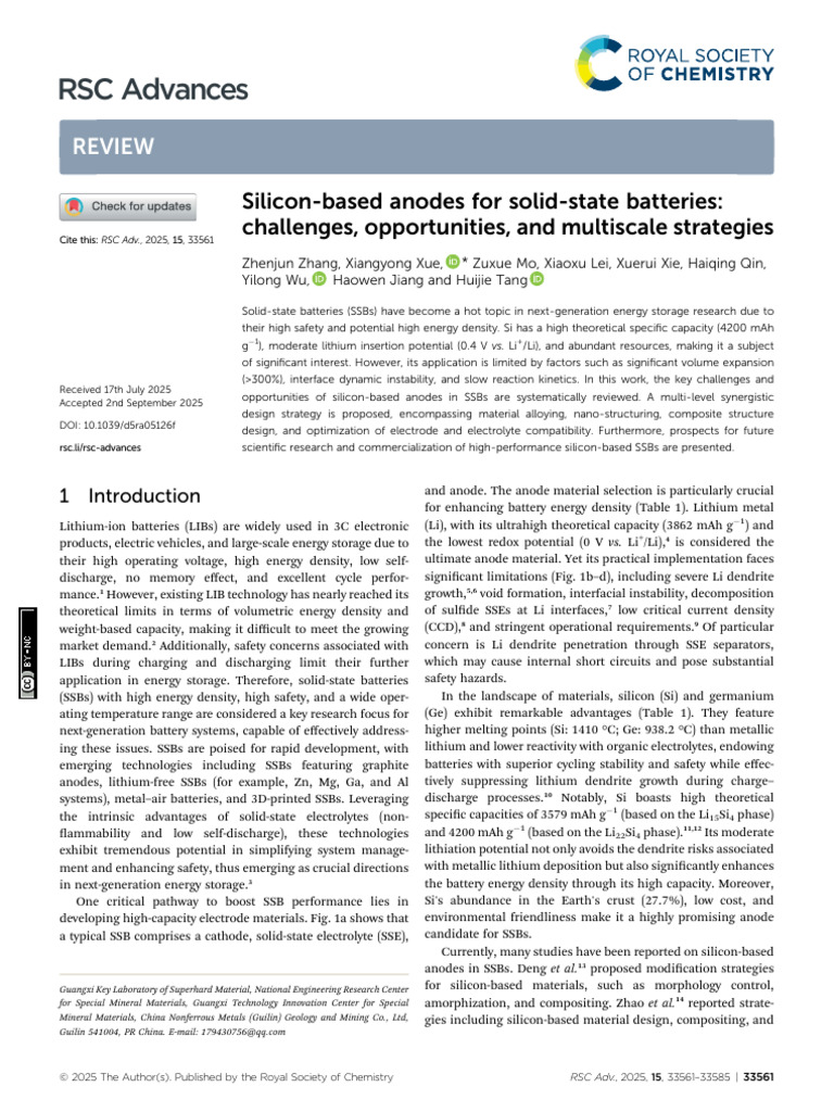 Silicon Anodes in Solid-State Batteries | PDF | Lithium Ion Battery ...