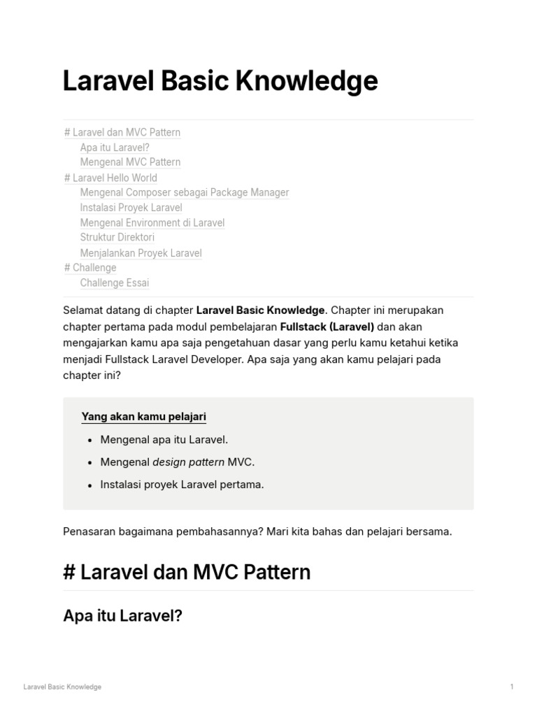 Panduan Dasar Laravel untuk Pemula | PDF