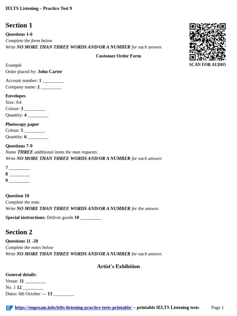 IELTS Listening Practice Test 9 | PDF | Mercury (Planet) | Bears