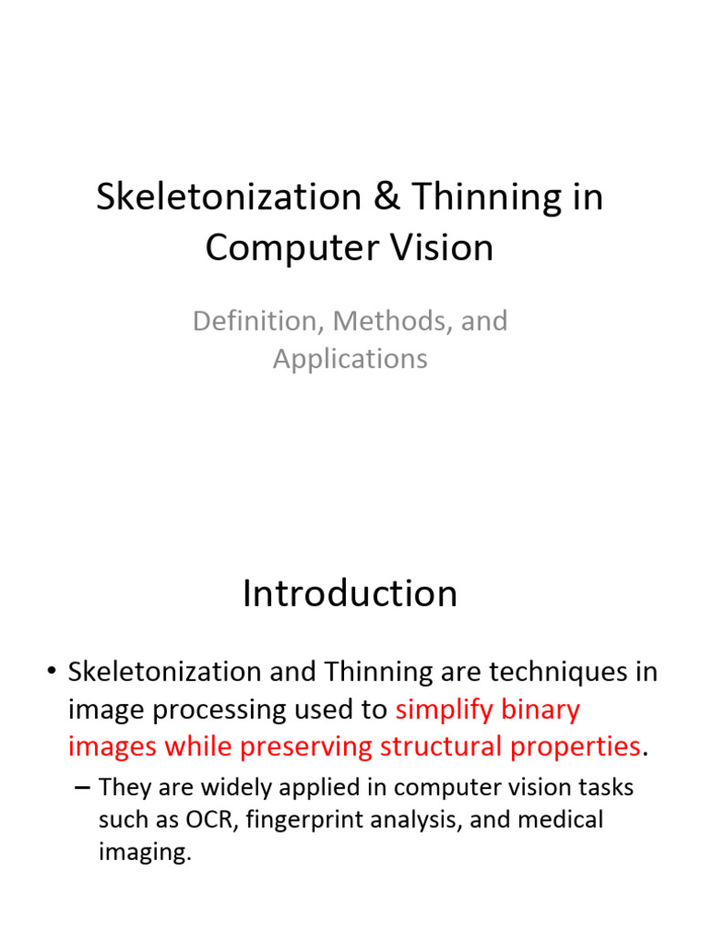 Skeletonization and Thinning Explained | PDF