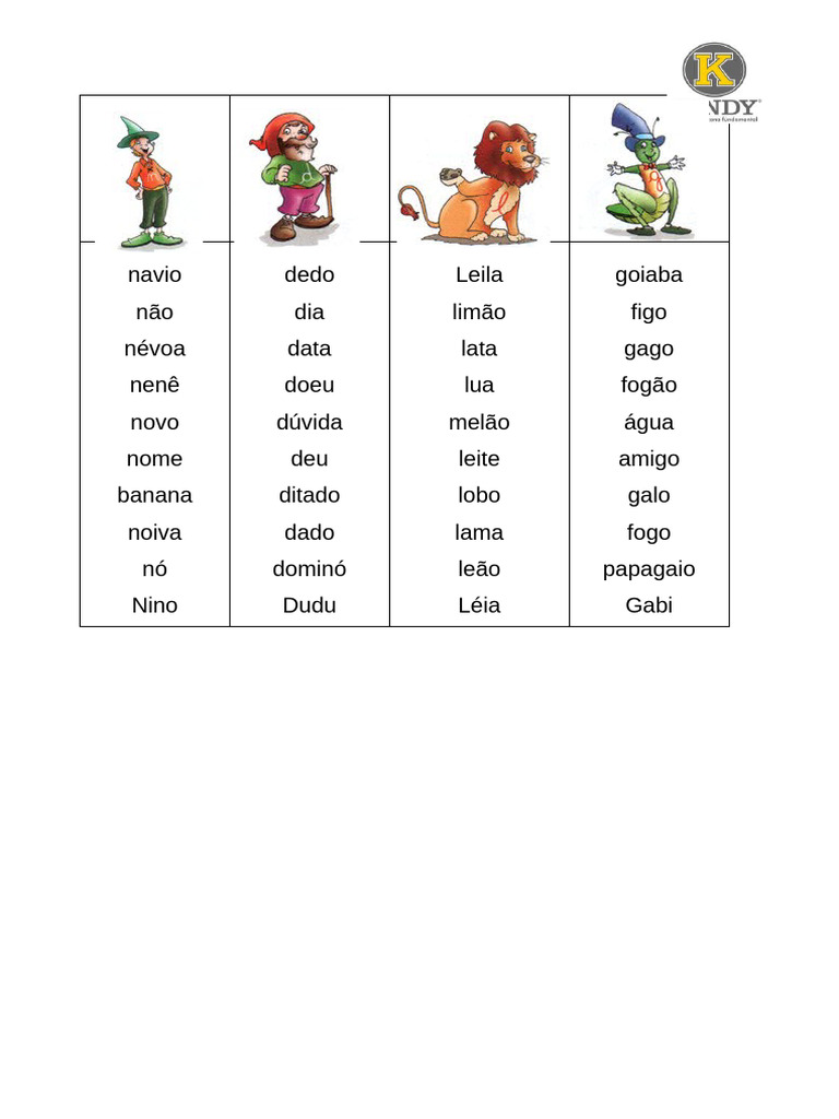 Lista de Palavras com N e L | PDF