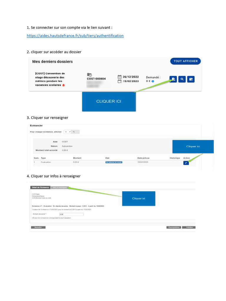 Guide pour accéder et renseigner un dossier | PDF