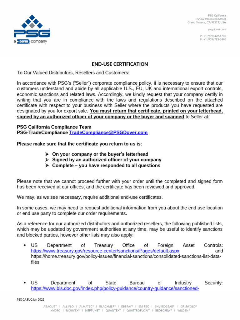 Export Compliance Certification Guide | PDF | Regulatory Compliance ...