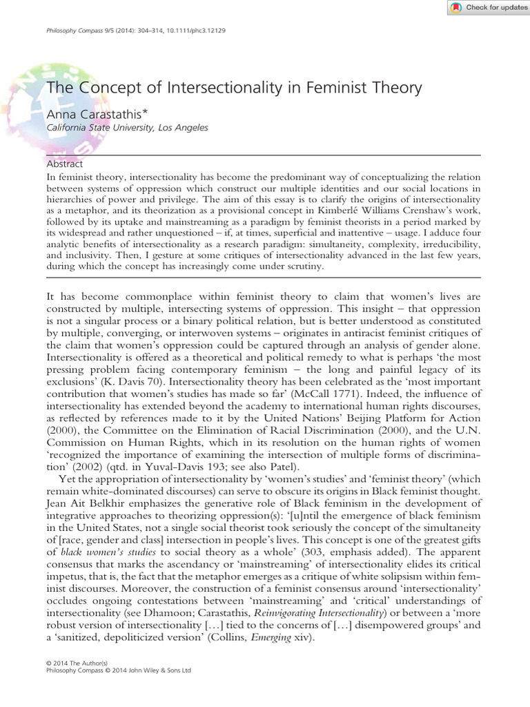 Intersectionality in Feminist Theory Explained | PDF ...