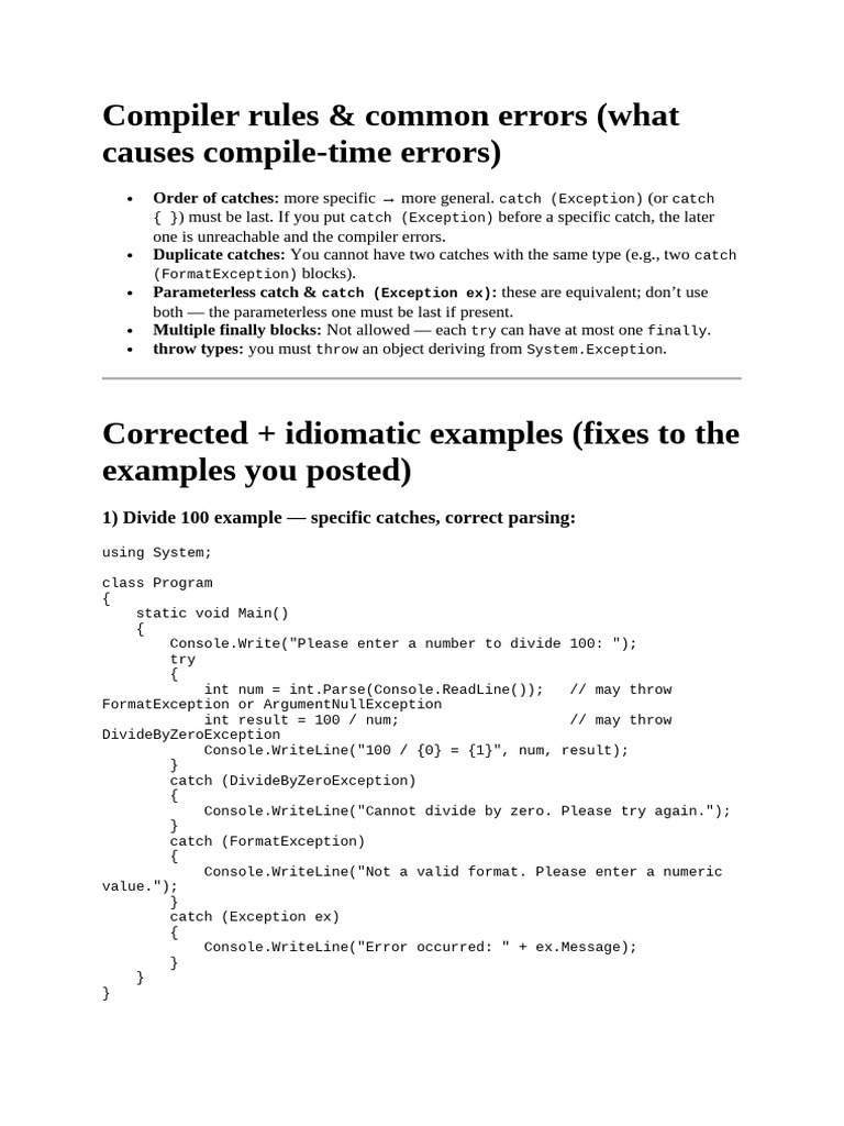 Compiler Error Rules and Fixes Guide | PDF