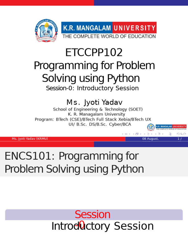Python Problem Solving Course Overview | PDF | Control Flow | Python ...