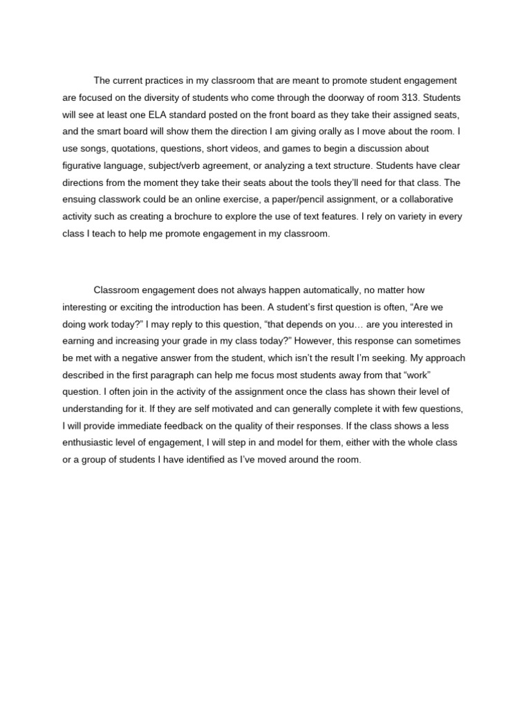 Strategies for Promoting Classroom Engagement | PDF
