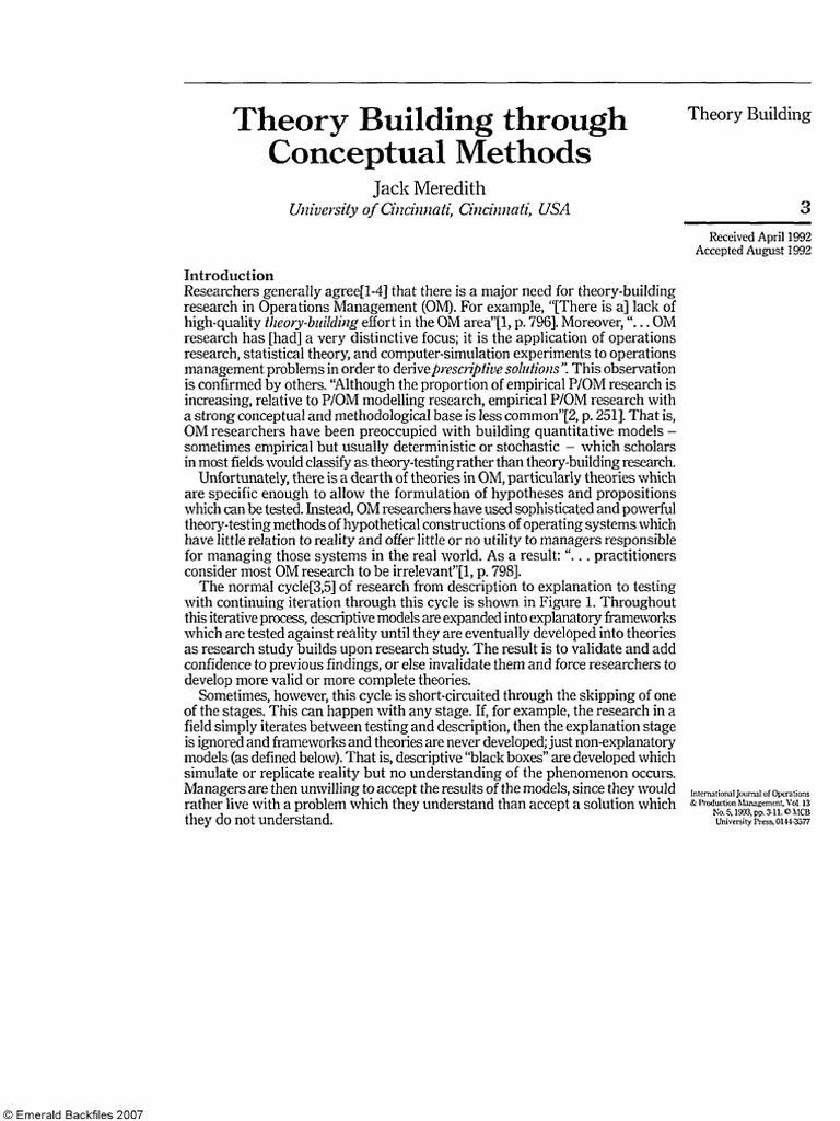 Theory Building Through Conceptual Methods | PDF | Theory | Concept