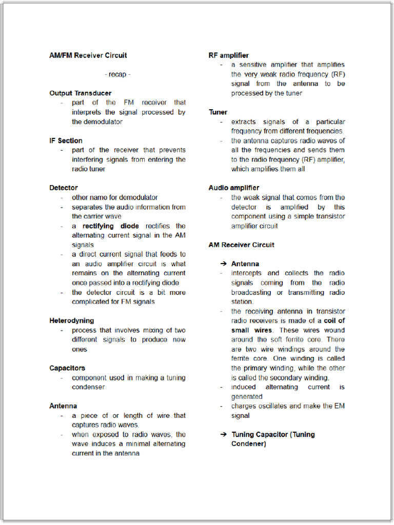 AM - FM Receiver Circuit - Components & Functionality | PDF