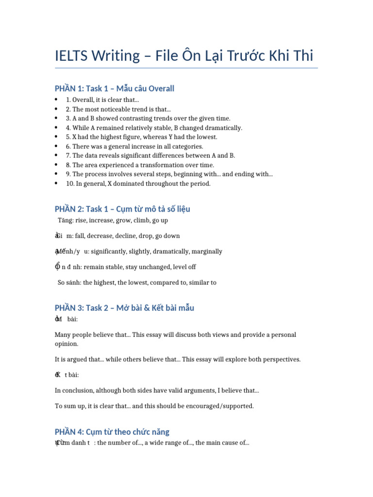 IELTS Writing Tips and Phrases Guide | PDF