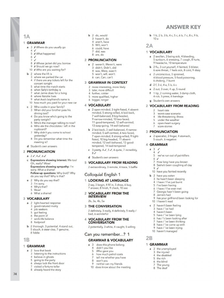 Student's Book Answer Keys | PDF