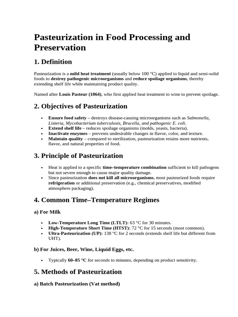 Understanding Pasteurization Methods | PDF | Food Science | Foods