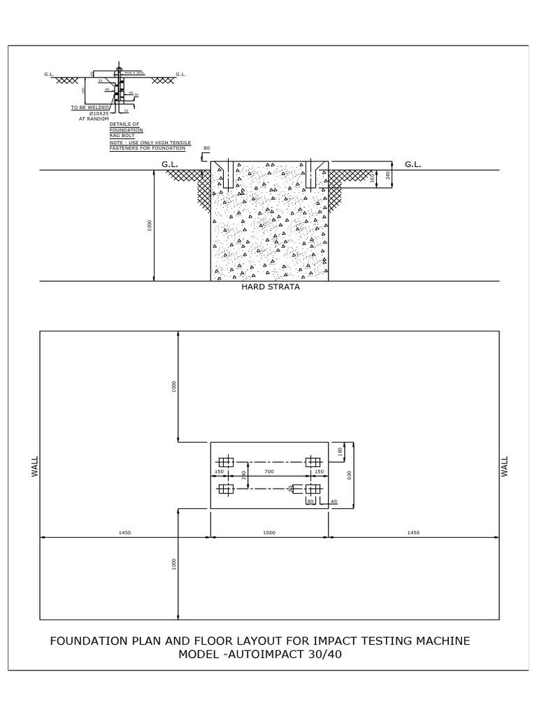 Foundation Plan for Impact Testing Machine | PDF | Mechanical Engineering