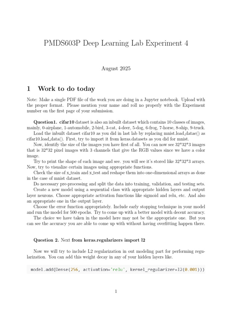 Deep Learning Lab 4 | PDF | Deep Learning | Learning
