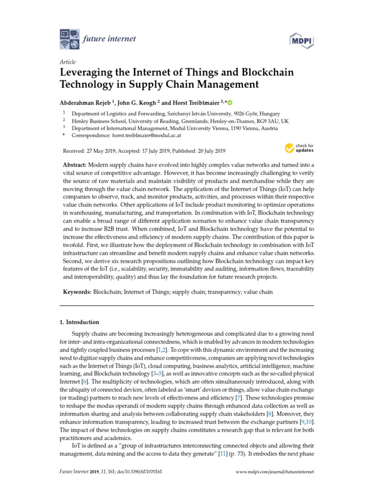 Leveraging The IOT and Blockchain Technology in Supply Chain Management ...