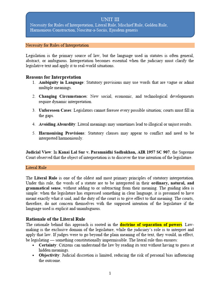 Rules of Statutory Interpretation Explained | PDF | Statutory ...