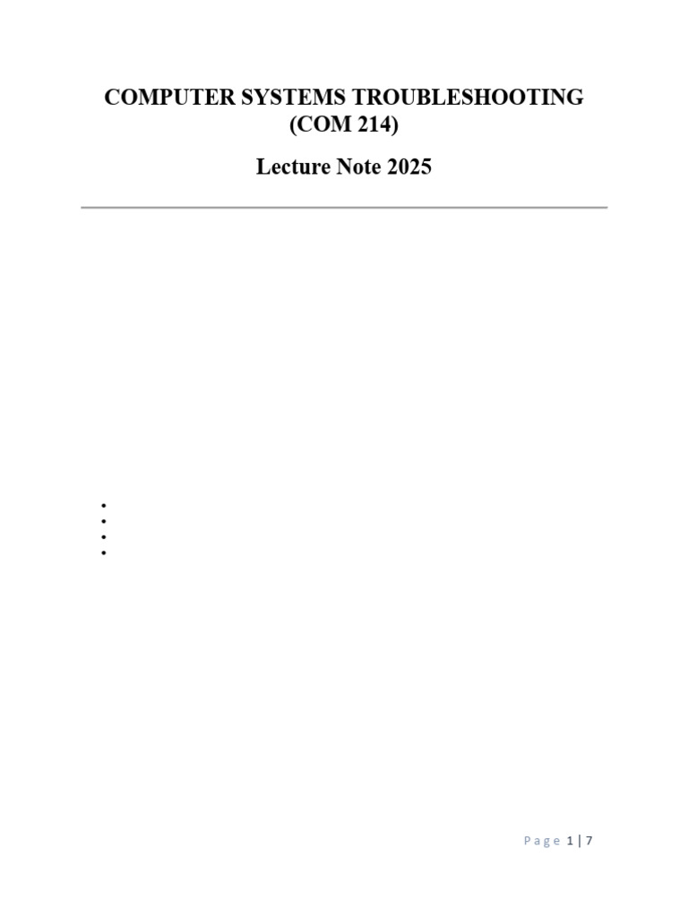 Computer Systems Troubleshooting Guide | PDF | Troubleshooting | Booting