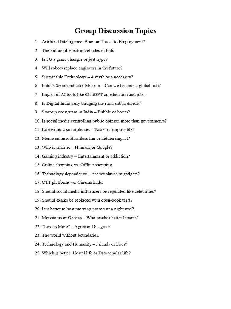Engaging Group Discussion Topics | PDF