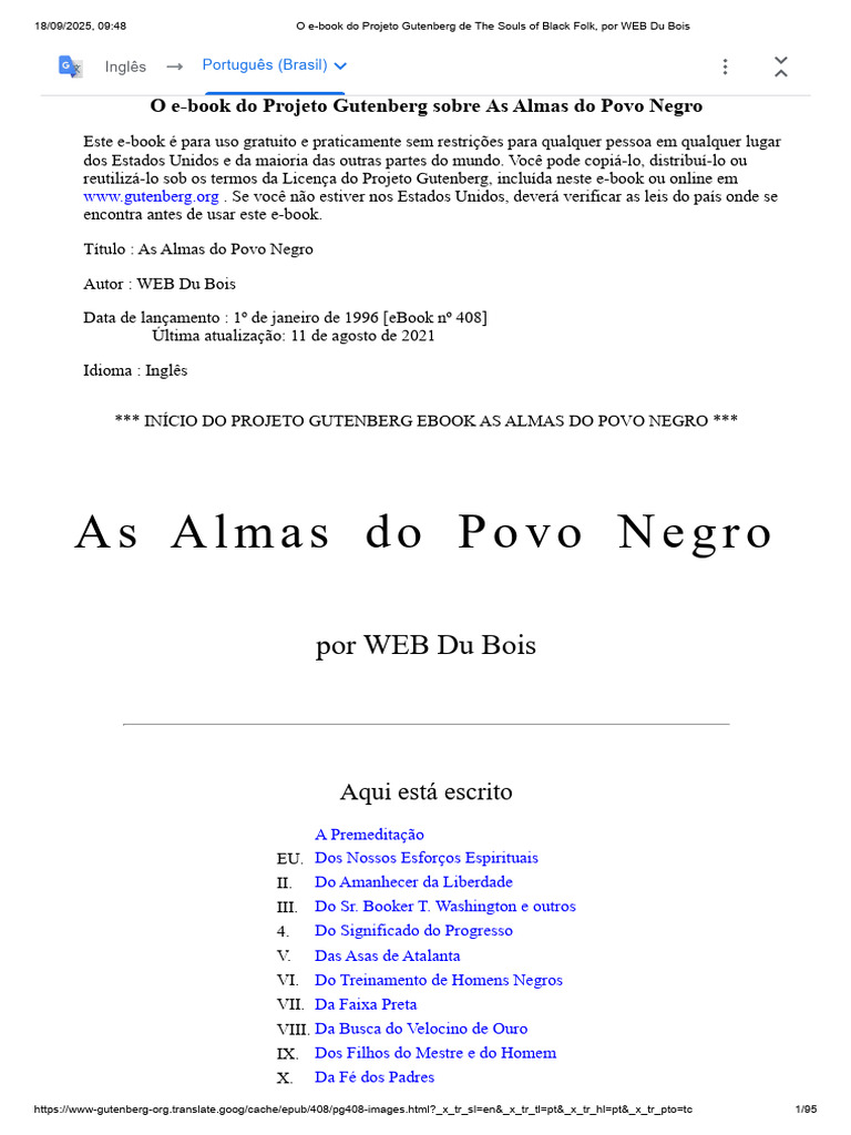 O Ebook Do Projeto Gutenberg de The Souls of Black Folk, Por WEB Du ...