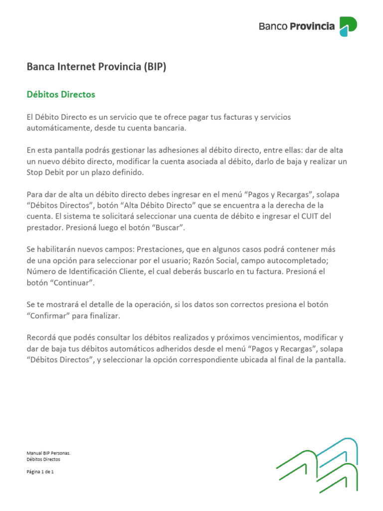 Significado de Pago Directo en Cuenta DNI | PDF