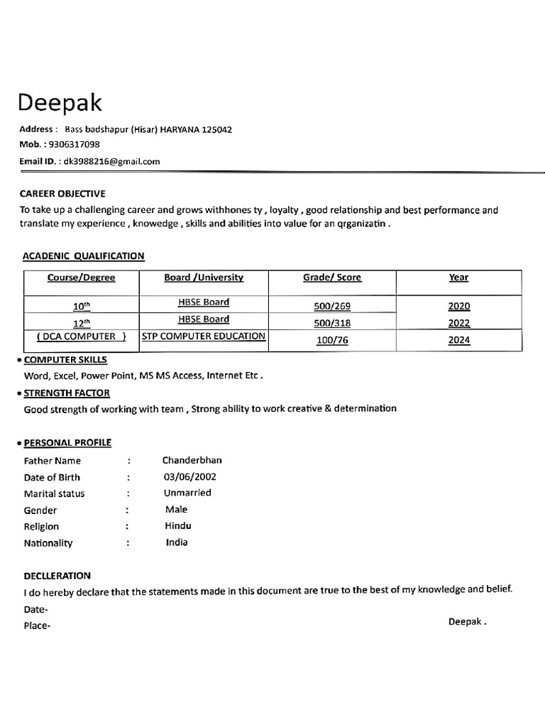 Deepak Resume ? | PDF