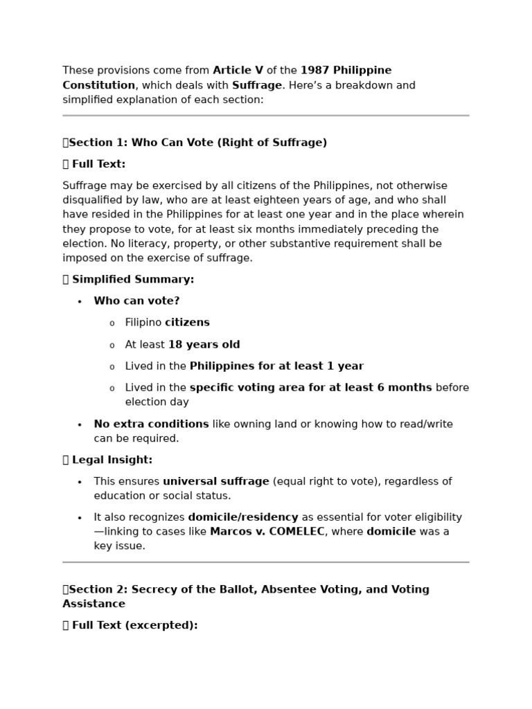 Philippine Suffrage Explained: Voting Rights | PDF