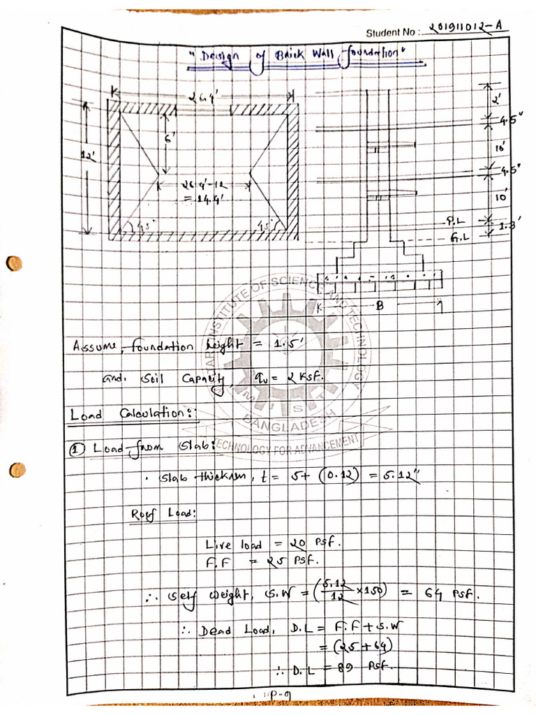 Brick Wall Foundation Design (CE-316) | PDF