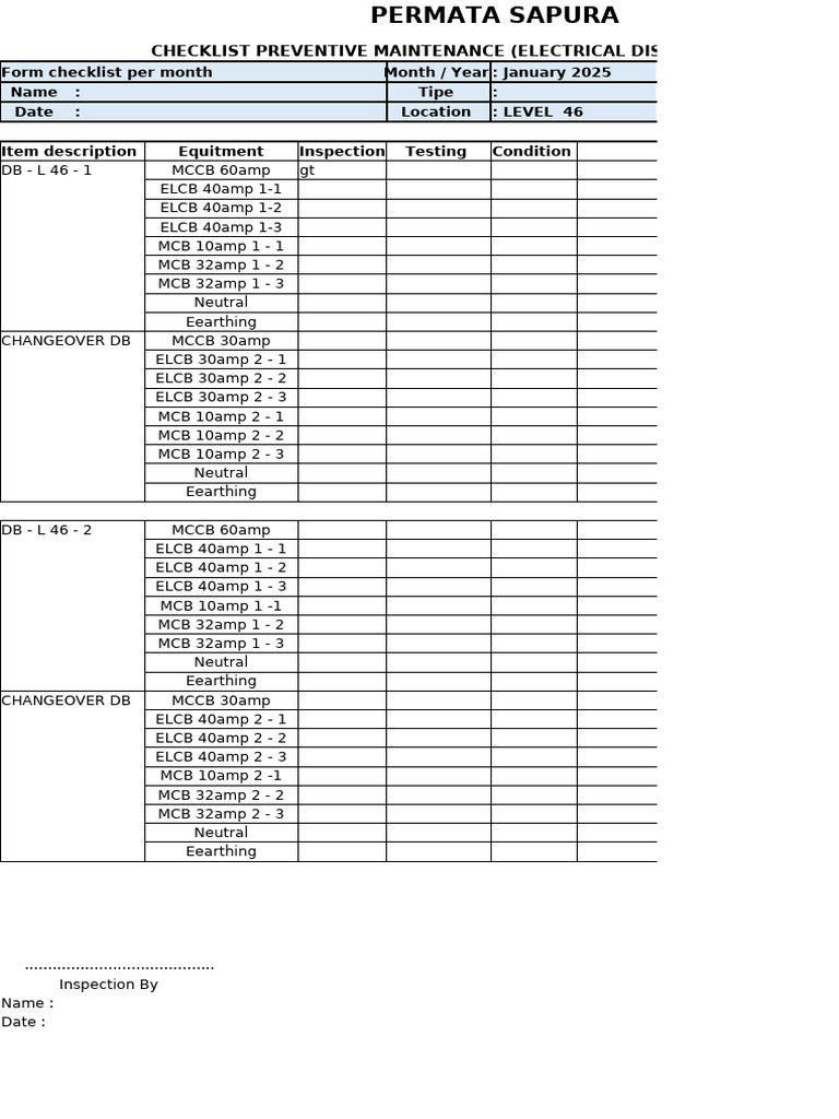 Checklist Preventive Maintenance | PDF