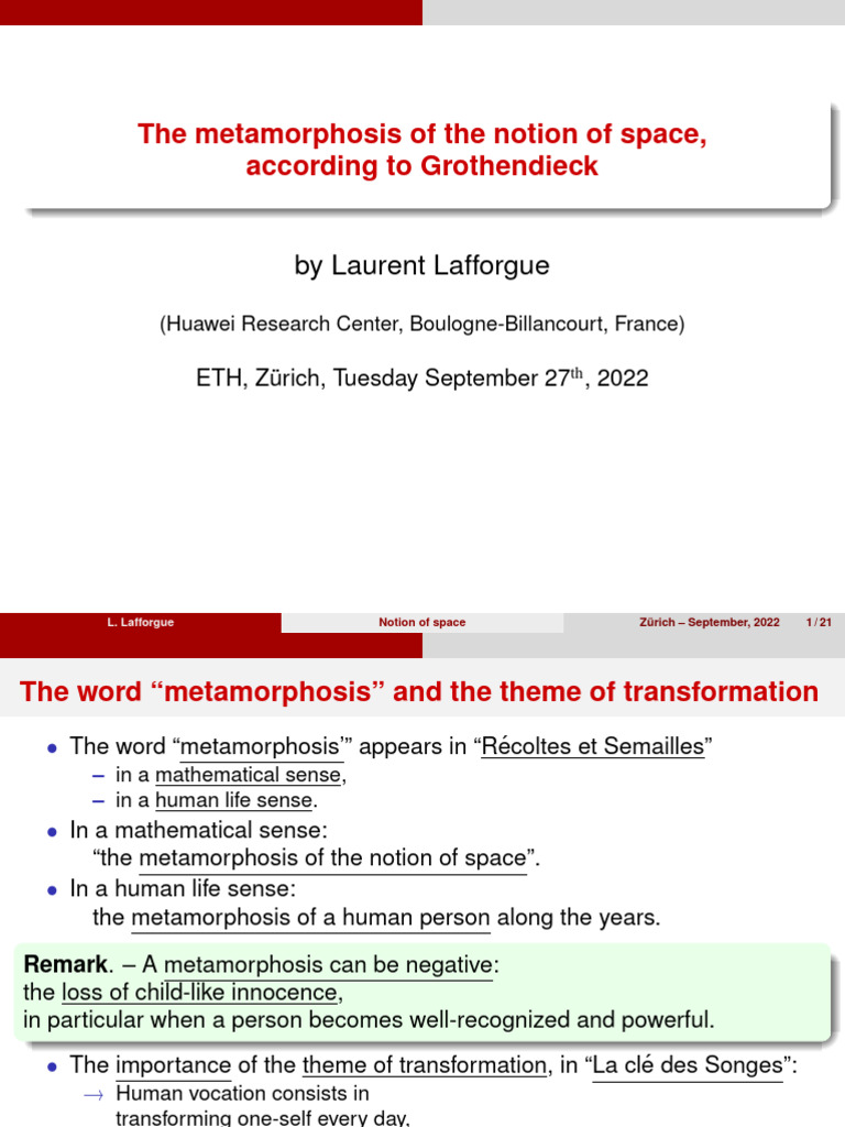 Expose Lafforgue Metamorphose ETH Septembre-2022 | PDF | Ring ...