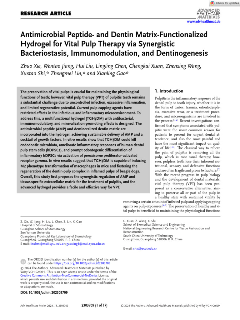 Adv Healthcare Materials - 2024 - Xie - Antimicrobial Peptide and ...