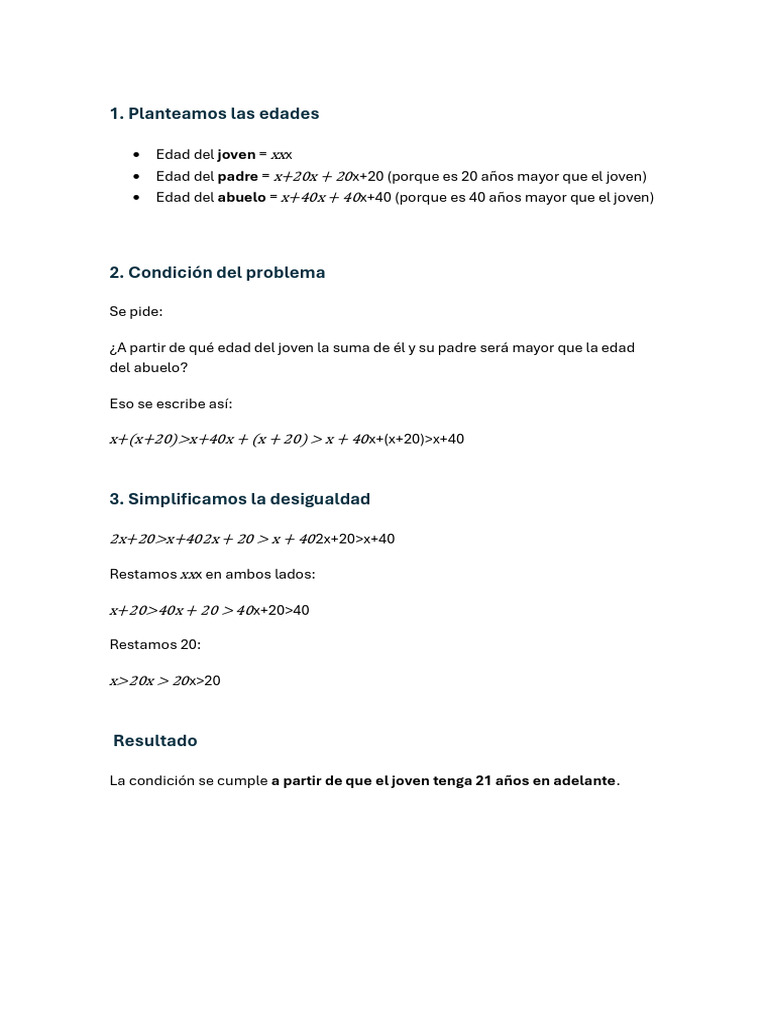 Planteamos Las Edades: XX x+20x + 20 x+40x + 40 | PDF