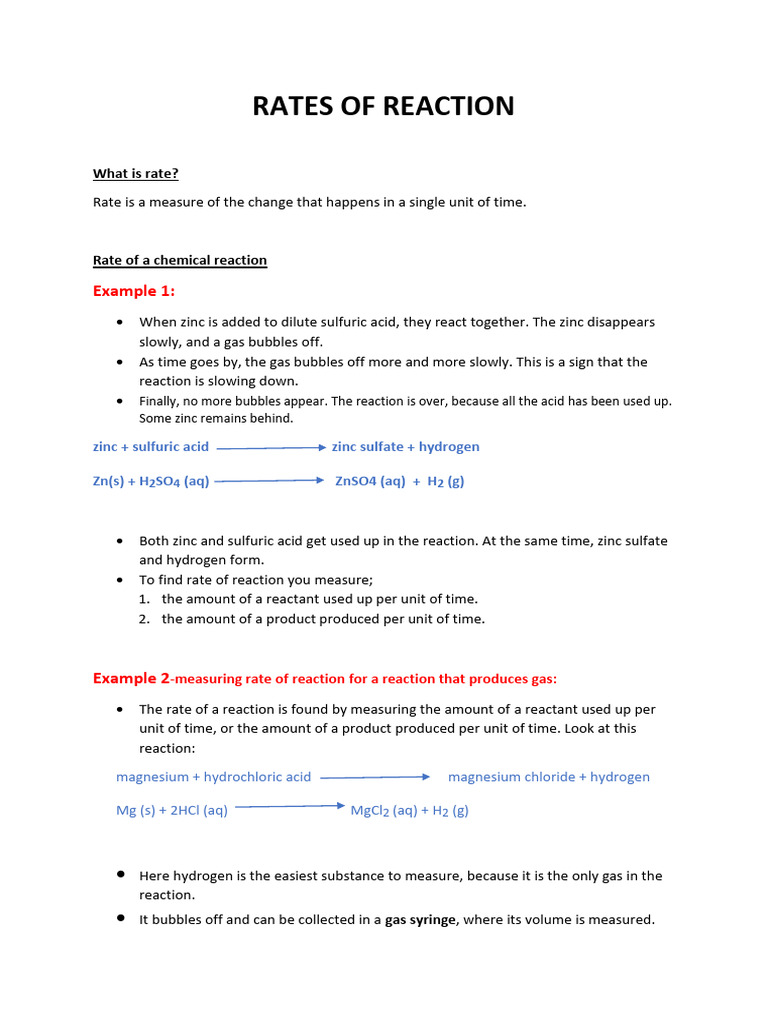 Understanding Rates of Chemical Reactions | PDF | Acid | Chemical Reactions