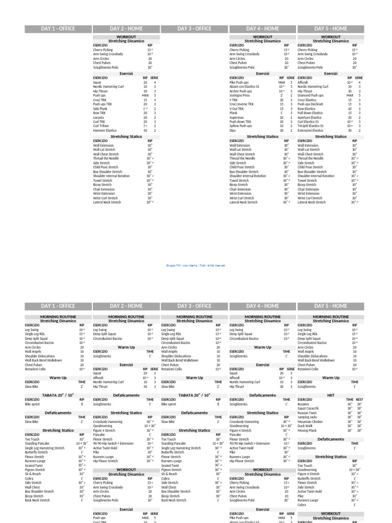 Weekly Workout and Stretching Plan | PDF | Anatomical Terms Of Motion ...
