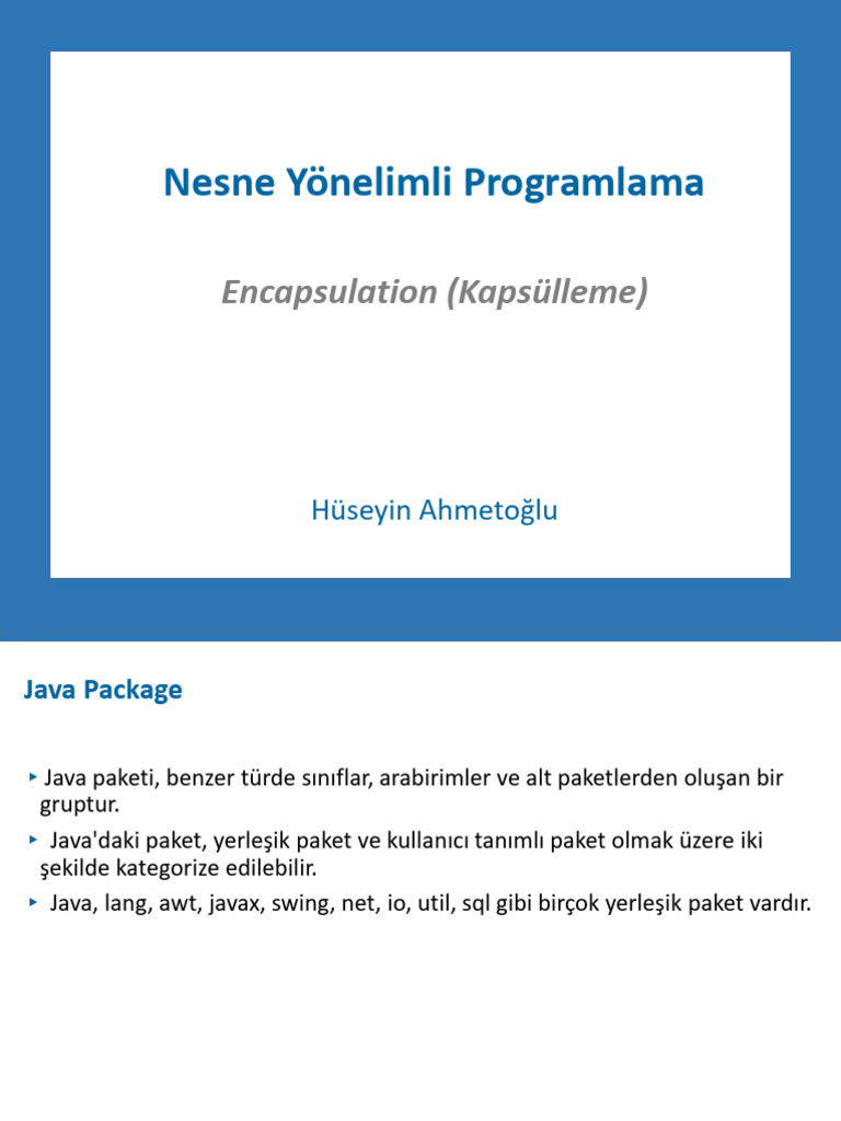 MBP201 Nesne Yonelimli Programlama 08 Kapsulleme Encapsulation | PDF
