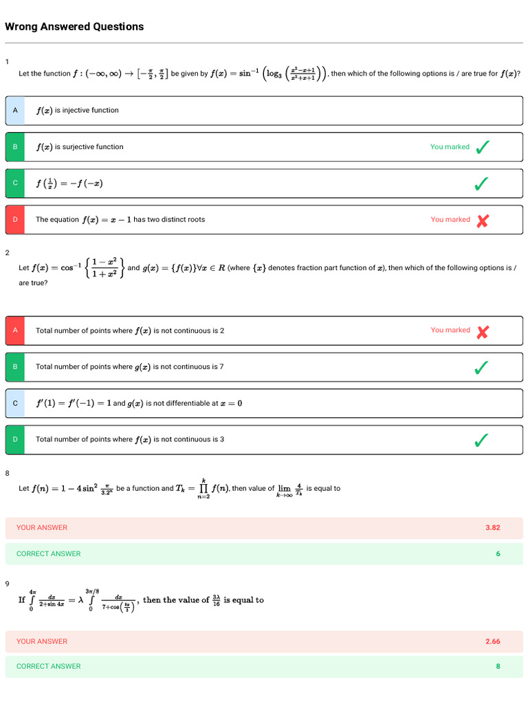 Wrong Answered Questions: You Marked | PDF | Inductor | Inductance