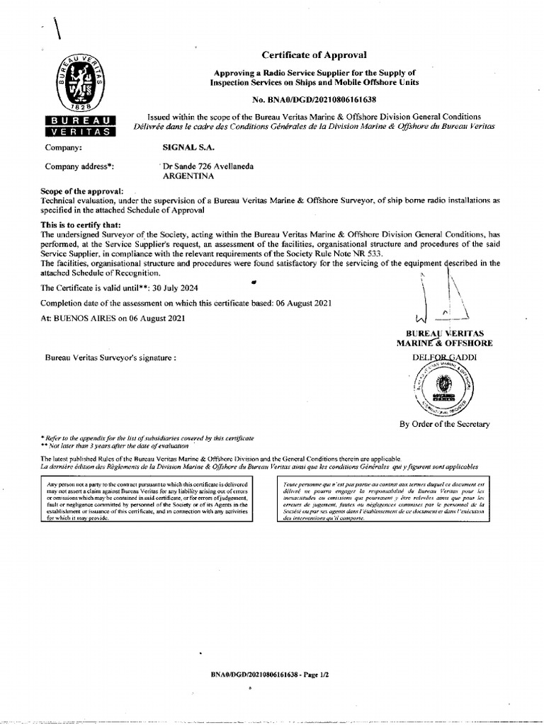 BV Cert | PDF