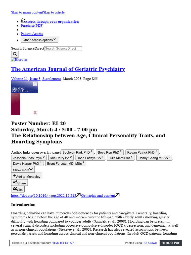 BF. The Relationship Between Age, Clinical Personality Traits, and ...