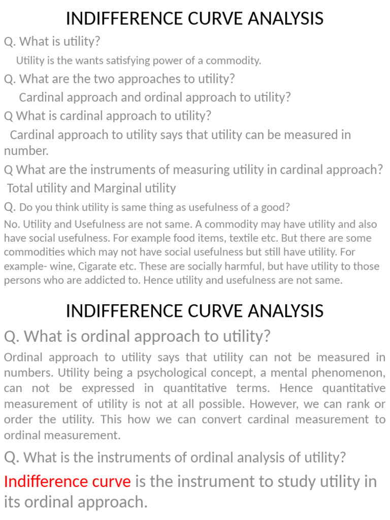Indifference Curve Analysis Explained | PDF | Utility | Microeconomics