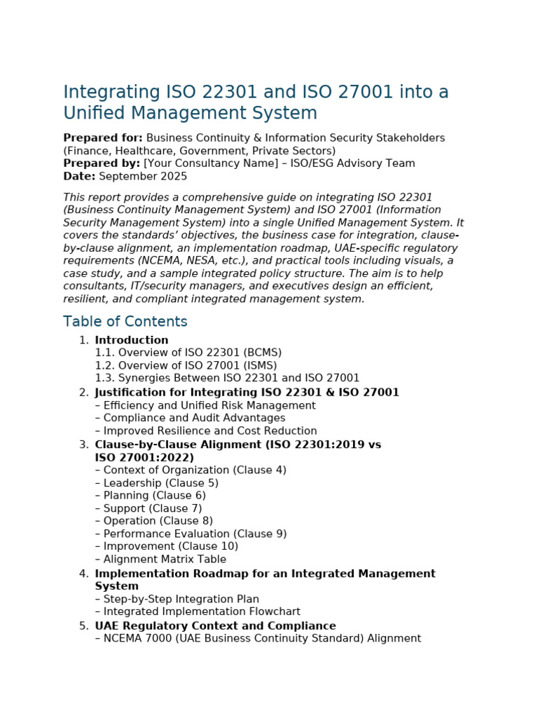 Integrating ISO 22301 & 27001 Standards | PDF | Computer Security ...