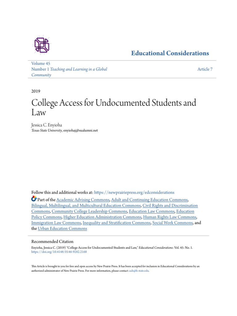 Undocumented Students' College Access Issues PDF Deferred Action