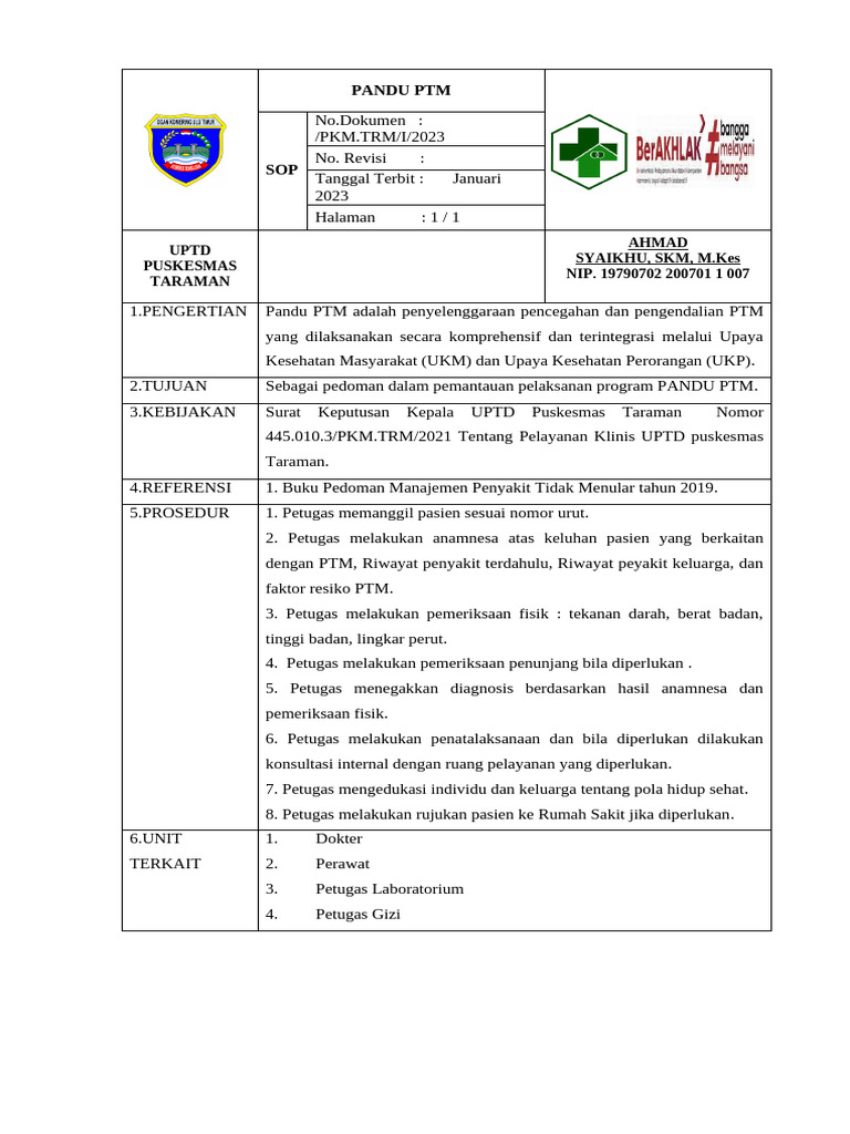 Panduan Pelayanan PTM di Puskesmas | PDF