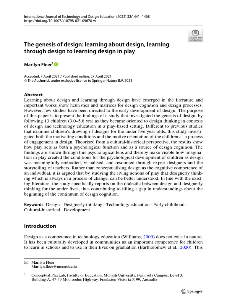 Early Childhood Design Thinking Insights | PDF | Thought | Design