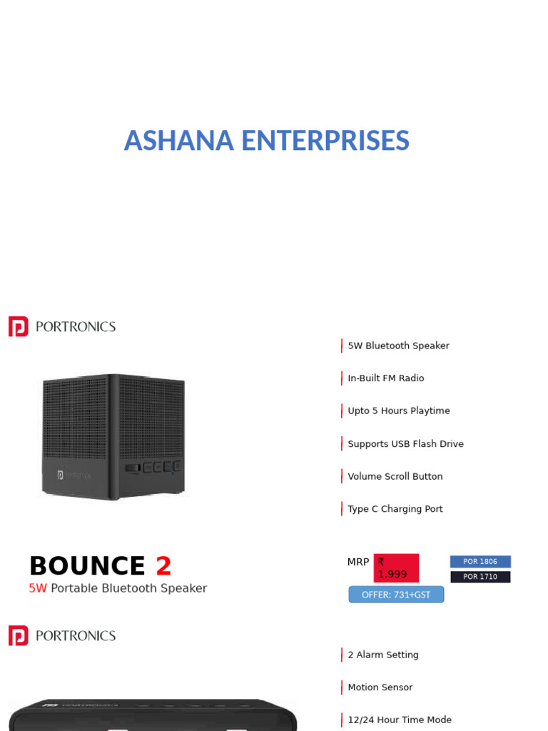 Portronics Product Catalogue Overview | PDF | Headphones | Battery Charger