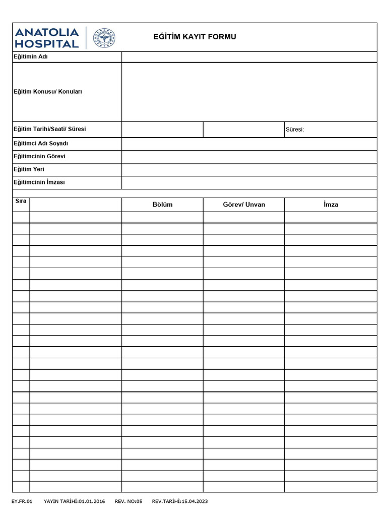 Egitim Kayit Formu | PDF