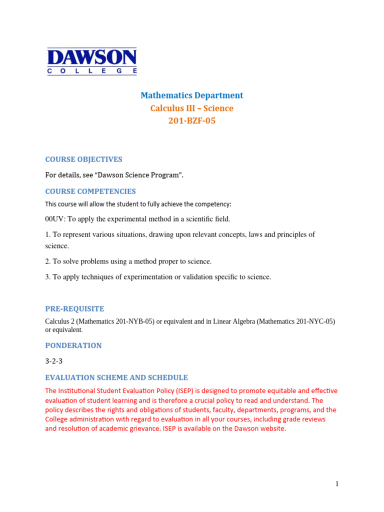 Calculus III Course Overview and Policies | PDF | Derivative | Integral