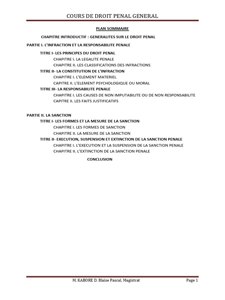 Cours de Droit Pénal Général | PDF | Loi criminelle | Crimes
