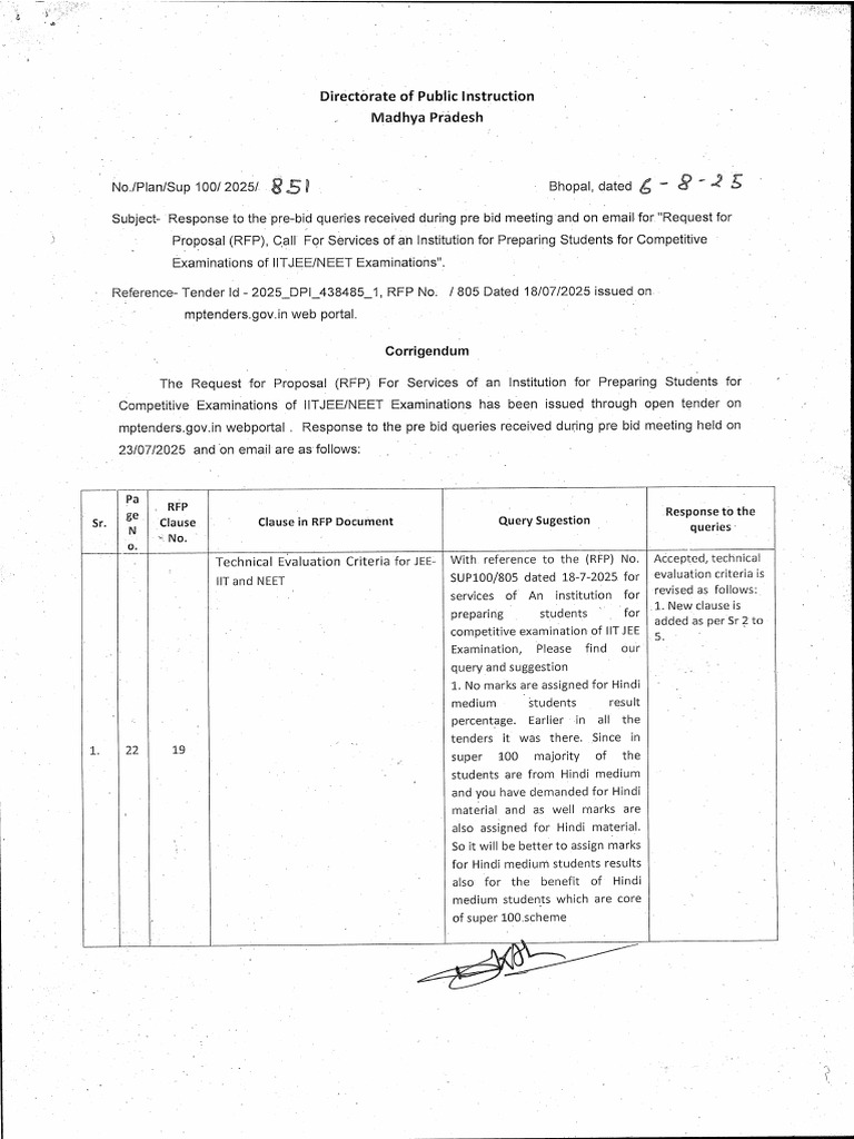 Resp Pre Bid 060825 | PDF