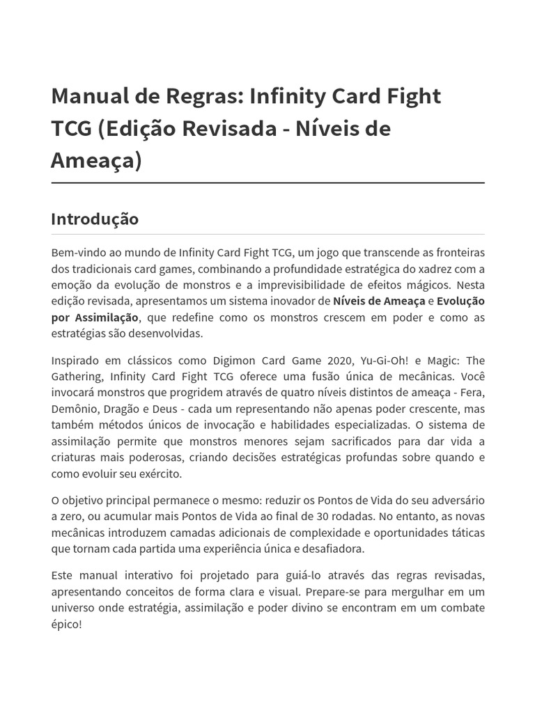 Regras do Infinity Card Fight TCG | PDF | Vida | Deus