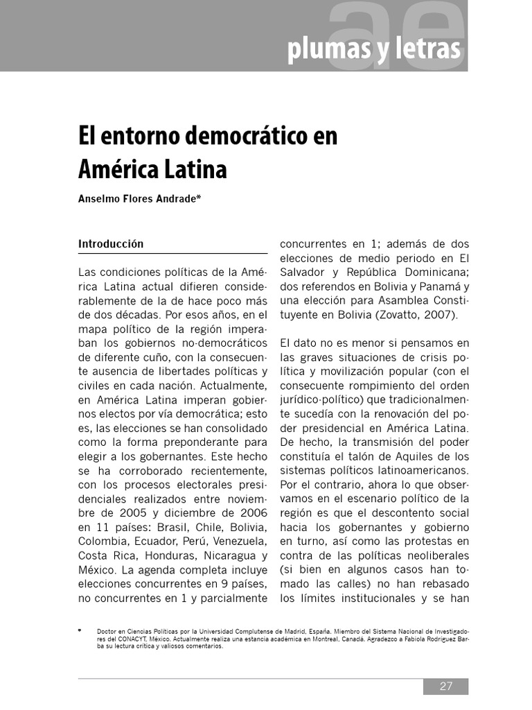 Democracia en América Latina: Avances y Retos | PDF | America latina ...