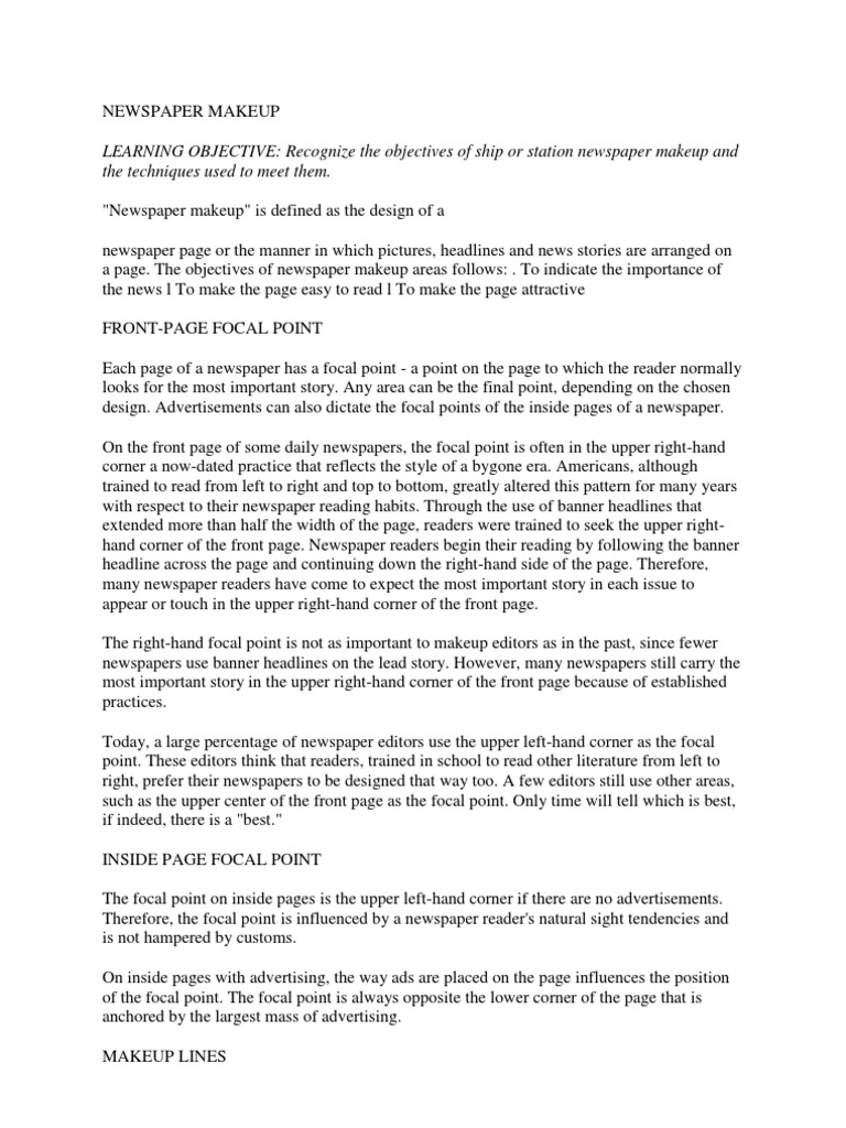 Newspaper Makeup PDF Newspapers Typefaces